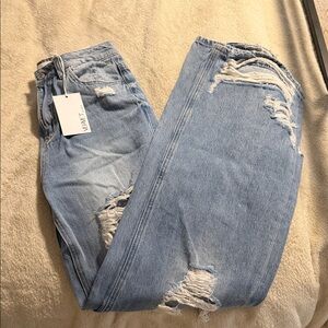 Trendy Light Blue Distressed Boyfriend Jeans
